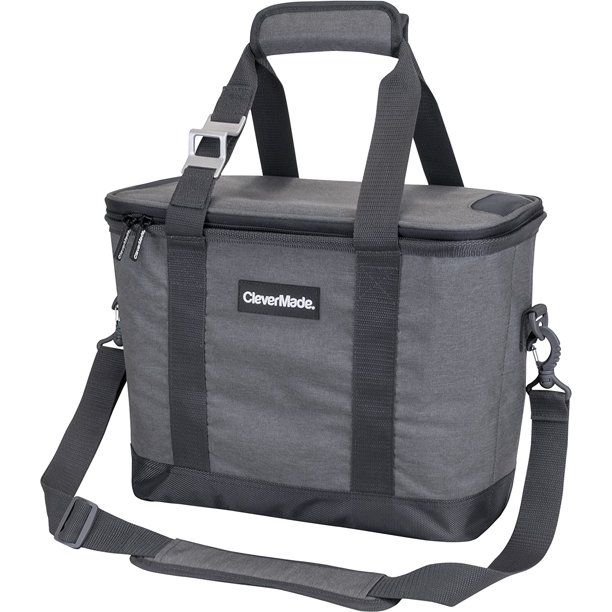 CleverMade Collapsible Cooler Bag with Shoulder Strap Insulated Leakproof 30 Can Portable Soft
