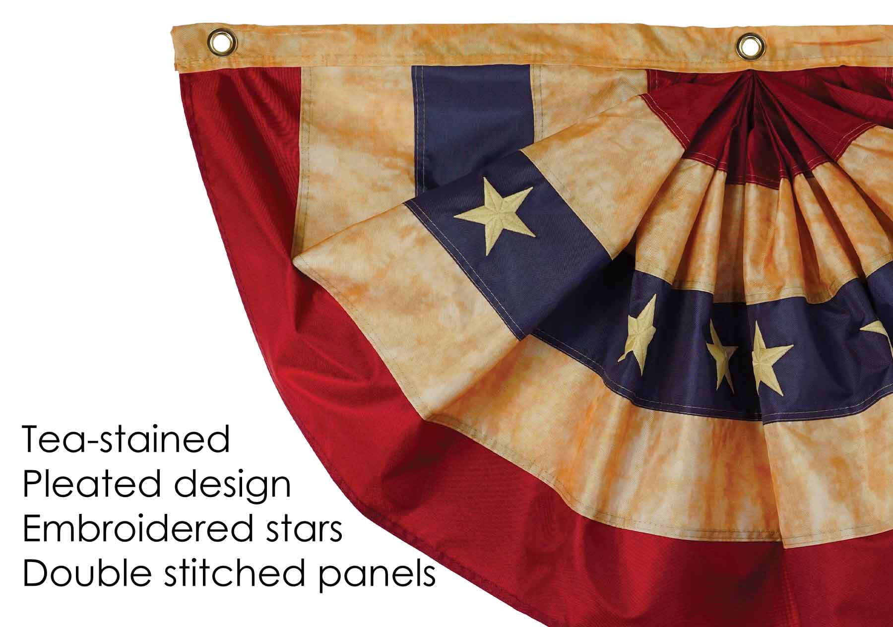 In the Breeze 3679 — Pleated Fan Americana Bunting — 3 Foot by 6 Foot — Patriotic Outdoor Décor