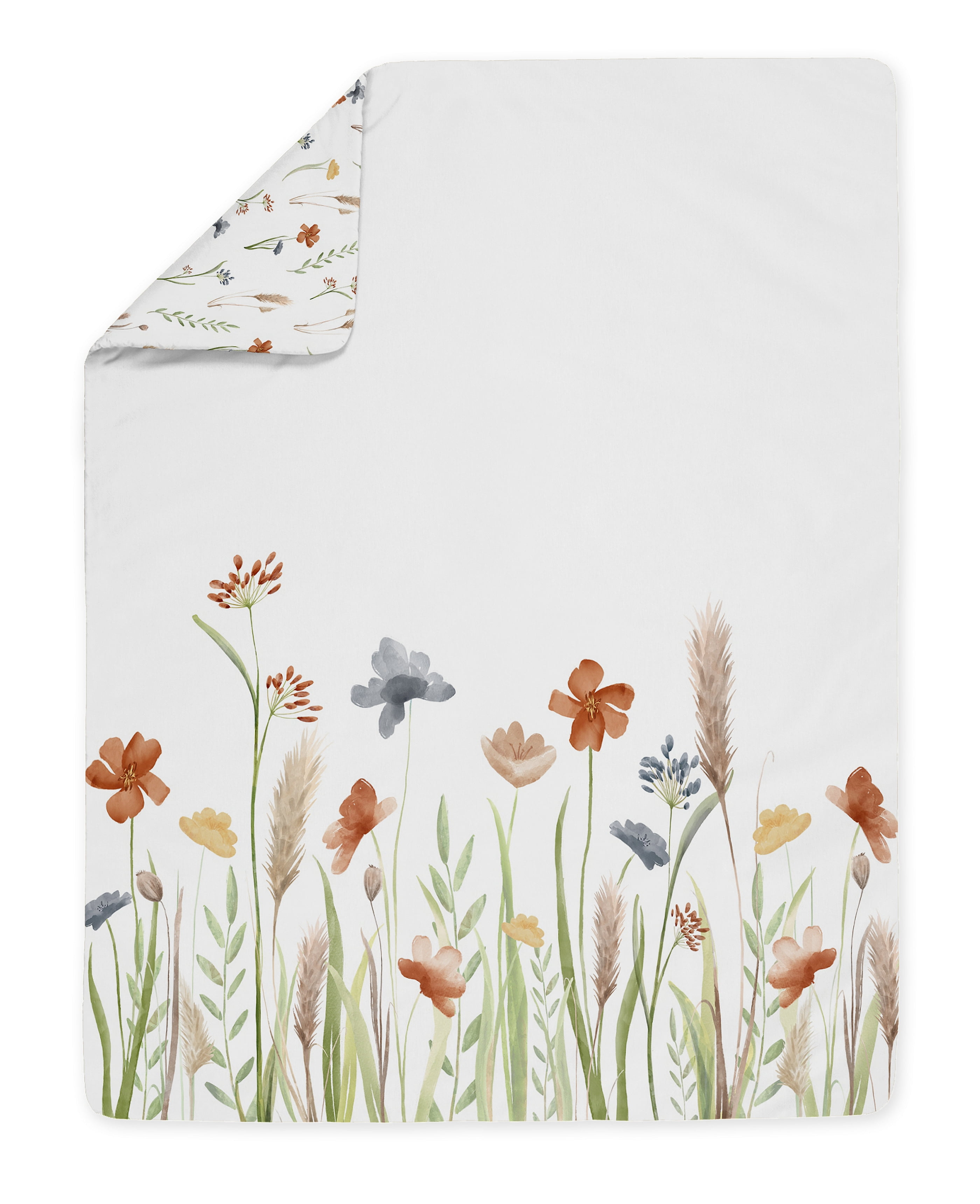 Sweet Jojo Designs Watercolor Floral Garden Sage Green Girl Toddler Bed Comforter Bedding Set 5 Piece