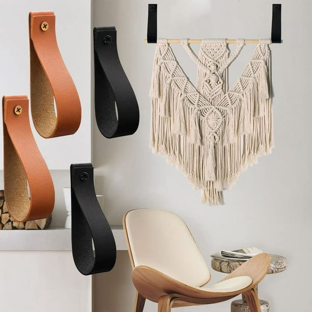 10 Pcs Leather Wall Hooks, Leather Curtain Rod Holder, PU Leather - Main Image