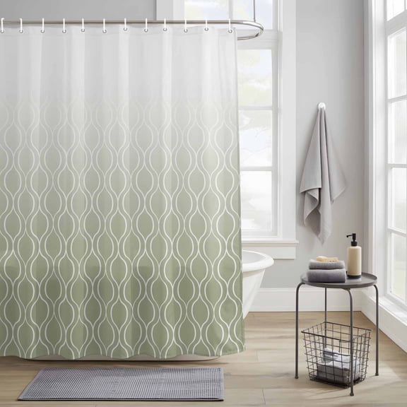 Bathroom Shower Curtain Country Sage Green Lattice Waterproof Shower Curtains with Hooks, Abstract Geometric Bath Curtains Bathtub Curtain Home Decor 36x72in