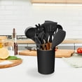thumbnail image 4 of GPCT 11Pcs Silicone Cooking Utensil Set Heat Resist Wooden Handle Silicone Kitchenware Set With Holder Black, 4 of 6