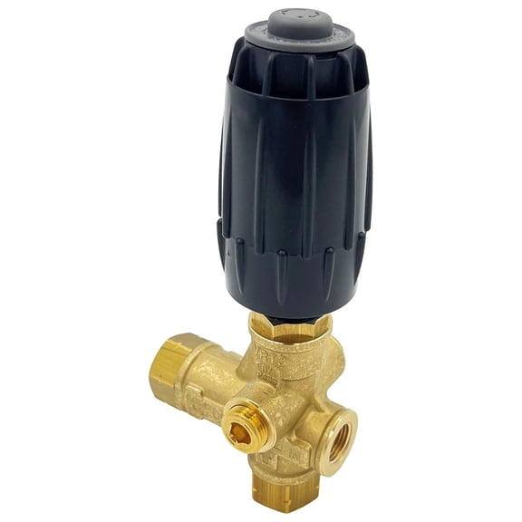Annovi Reverberi VRT3-310 Unloader Valve - 4500 PSI 10.5 GPM - Brass Pressure Relief Valve with Adjustment Knob & Black Spring for Pressure Washers