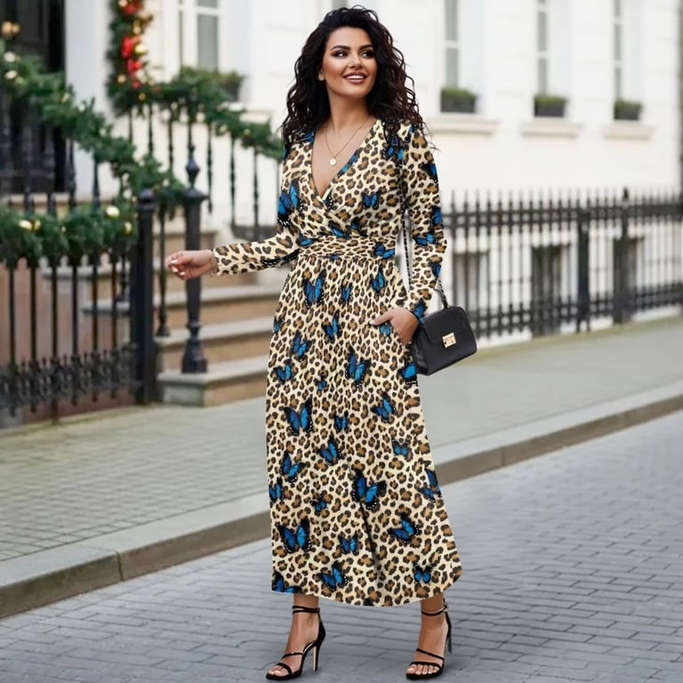 elegant print dresses RHINESTONE EMBELLISHED BUTTON DOWN A-LINE DRESS (LEOPARD-PRINT) – Dress  Code Chic Official main image 1