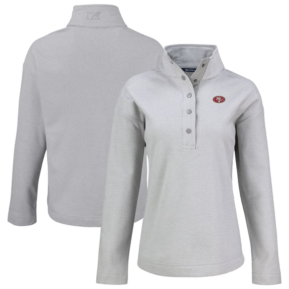 Women's Cutter & Buck  Gray San Francisco 49ers Hunts Point Eco Half-Snap Sweatshirt