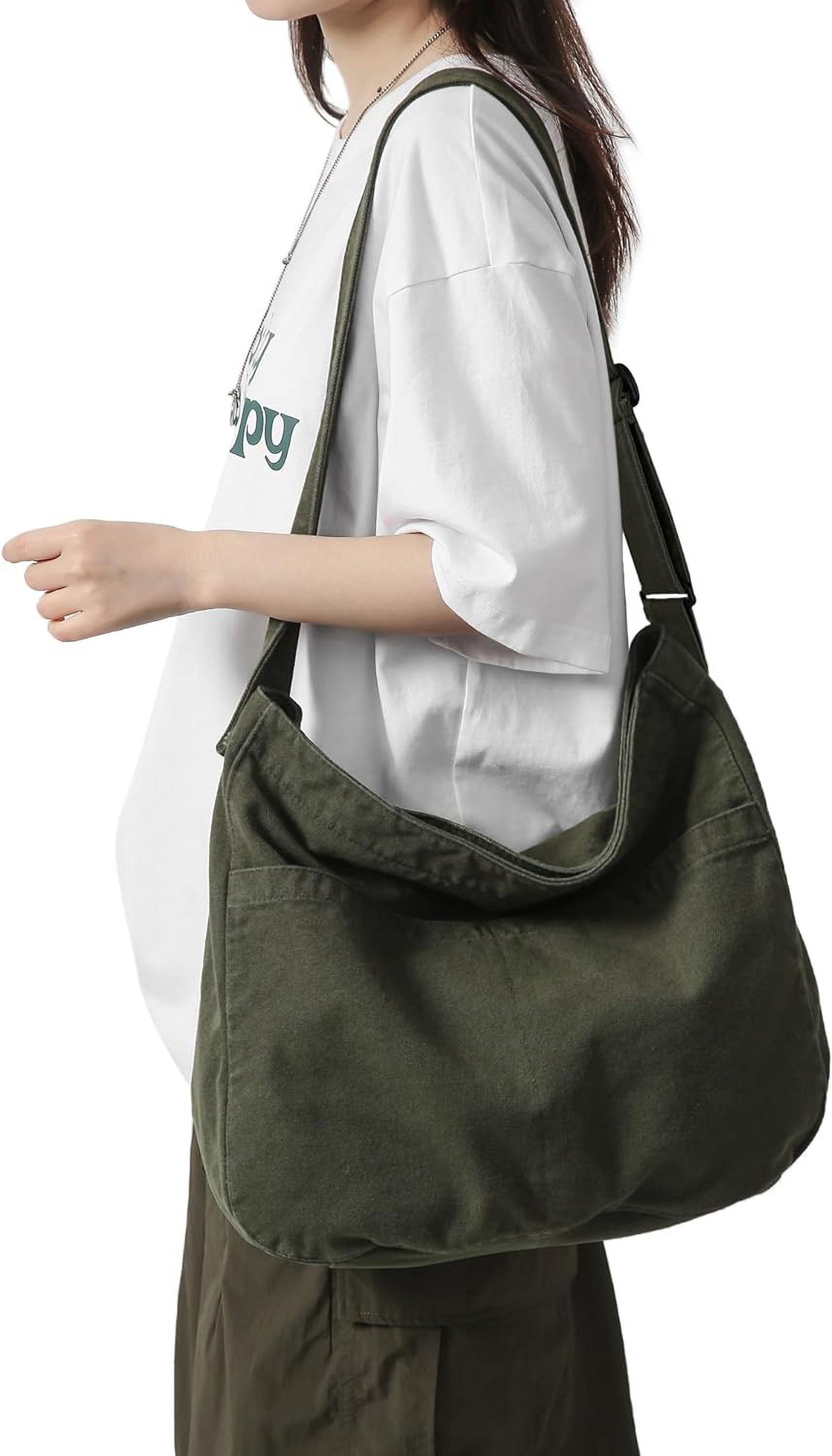 Canvas Tote Bag for Women Large Hobo Crossbody Handbags Casual Shoulder Purse with Multiple Pockets