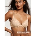thumbnail image 2 of Women's Lace Mesh Bra Sexy Sheer Plus Size Unlined Plunge Underwire Bras See Through, 2 of 5