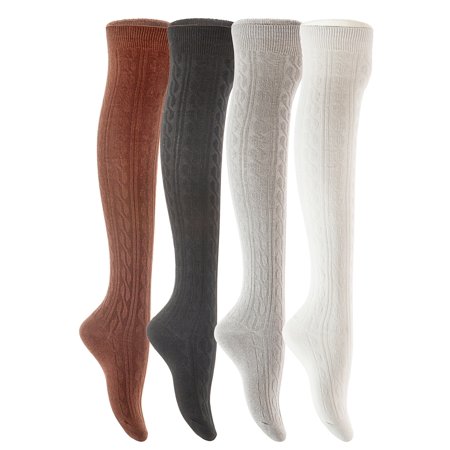 

Lovely Annie Big Girl s 4 Pairs Over Knee High Thigh High Cotton Socks A2JMYP1024 Size L/XL(Random Color)