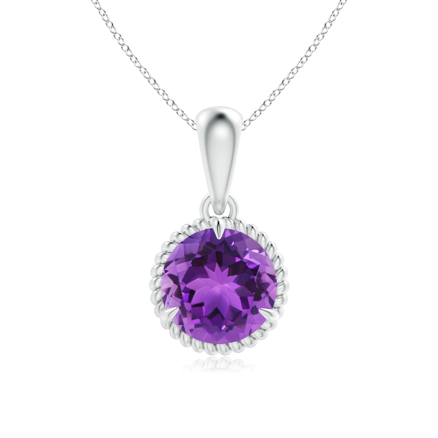 7mm Amethyst Claw-Set Amethyst Infinity Pendant with Diamonds