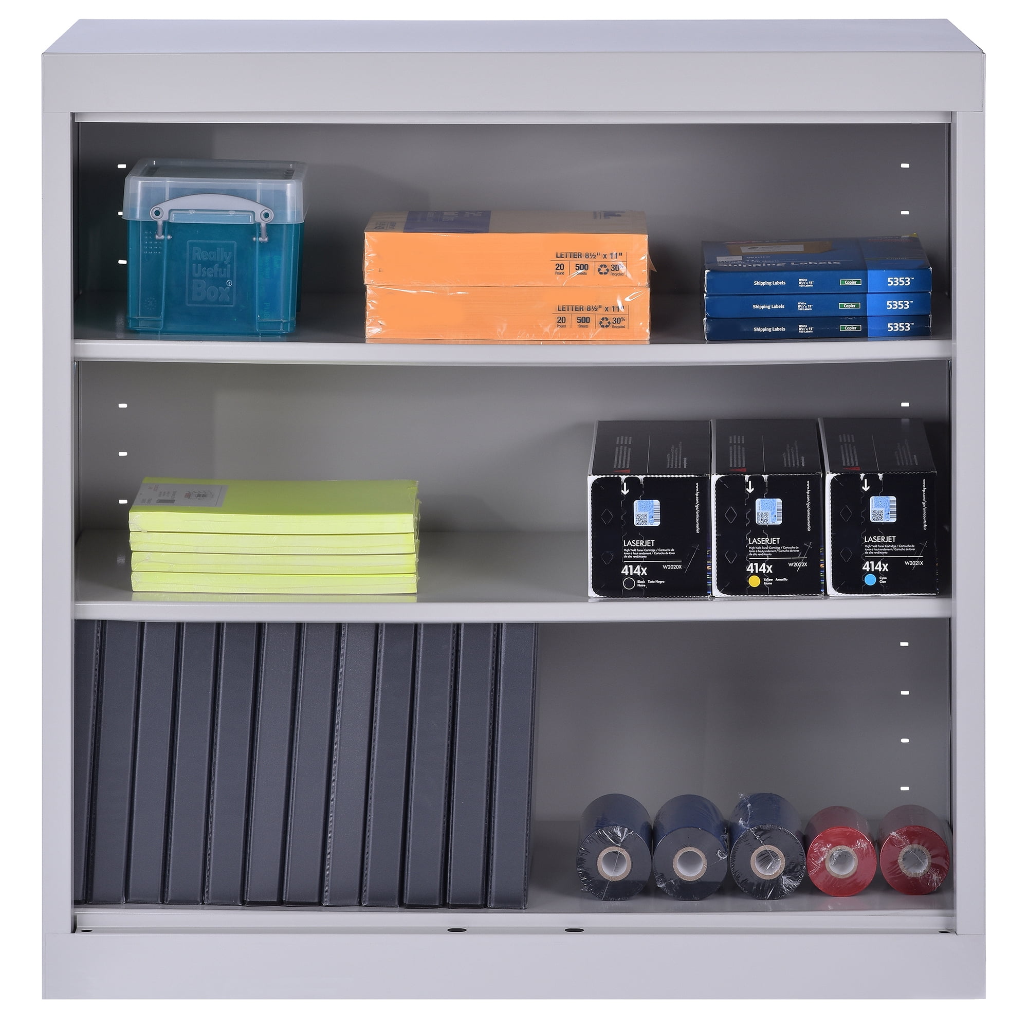 Sandusky Welded Steel Freestanding Bookcase Storage Cabinet, Dove Gray