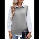 thumbnail image 3 of Suéteres de Punto para Mujer, Cuello Redondo, Lazo, Color Liso, Botones y Abertura Lateral, 2025 Gris S, 3 of 9