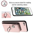 thumbnail image 4 of Compatible for iPhone SE 2022 & 2020 Case with Card Holder, for iPhone 7 / iPhone 8 Wallet Case for Women Men with Rotation Finger Ring Stand, Accordion Style PU Leather Shockproof Case, Pink, 4 of 6