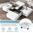 thumbnail image 5 of DEALTOPS Modern Coffee Table with Extendable Sliding Tabletop and 4 Hidden Storage Drawers, UV High-gloss End Table for Living Room - White, 5 of 9