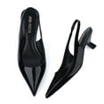 thumbnail image 6 of JENN ARDOR Women's Low Slingback Heels Strap Pump Pointed Toe Comfortable Formal Party Wedding Dress Shoes Black, 6 of 15
