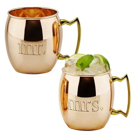 Solid Copper Designer Pendant - Old Dutch Moscow Mule Kit of Mr. and Mrs. Moscow Mule Copper Mugs, Moscow Mule Cups: 16oz Solid Copper Moscow Mule GIft Set