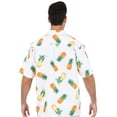 thumbnail image 3 of UZZI Mens Hawaiian Casual Button Down Short Sleeve Beach Surf Aloha Party Shirt, White Pineapple, Size: Medium, Uzzi Active Wear, 3 of 3