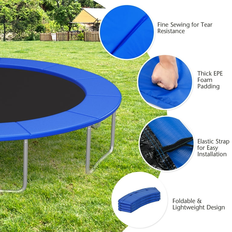 Topbuy 16FT Trampoline Pad Trampoline Replacement Safety Pad Waterproof Spring  Cover Pad Blue 