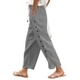thumbnail image 1 of Lixiuxyad Flowy Wide Leg Pants Women’s Solid Color Elastic Waist Loose Fit Side Button Functional Casual Pants(Gray), 1 of 4