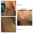 thumbnail image 4 of Traje de baño con cuello en V de corte alto, pajarita en la espalda, tirantes finos, traje de baño sin espalda para mujer para fiesta en la playa, caqui L, 4 of 5