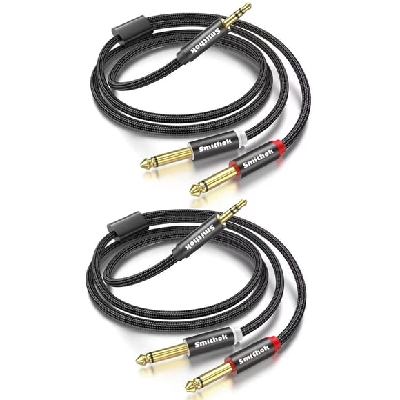 Cable Smithok TRS de 3,5 mm a estéreo dual de 6,35 mm de largo, paquete de 2 unidades