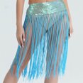 thumbnail image 2 of QATAINLAV Womens Sparkly Sequin Tassel Skirts Belly Dance Hip Scarf Festival Fringe Wrap Skirts, Sky Blue,, 2 of 4