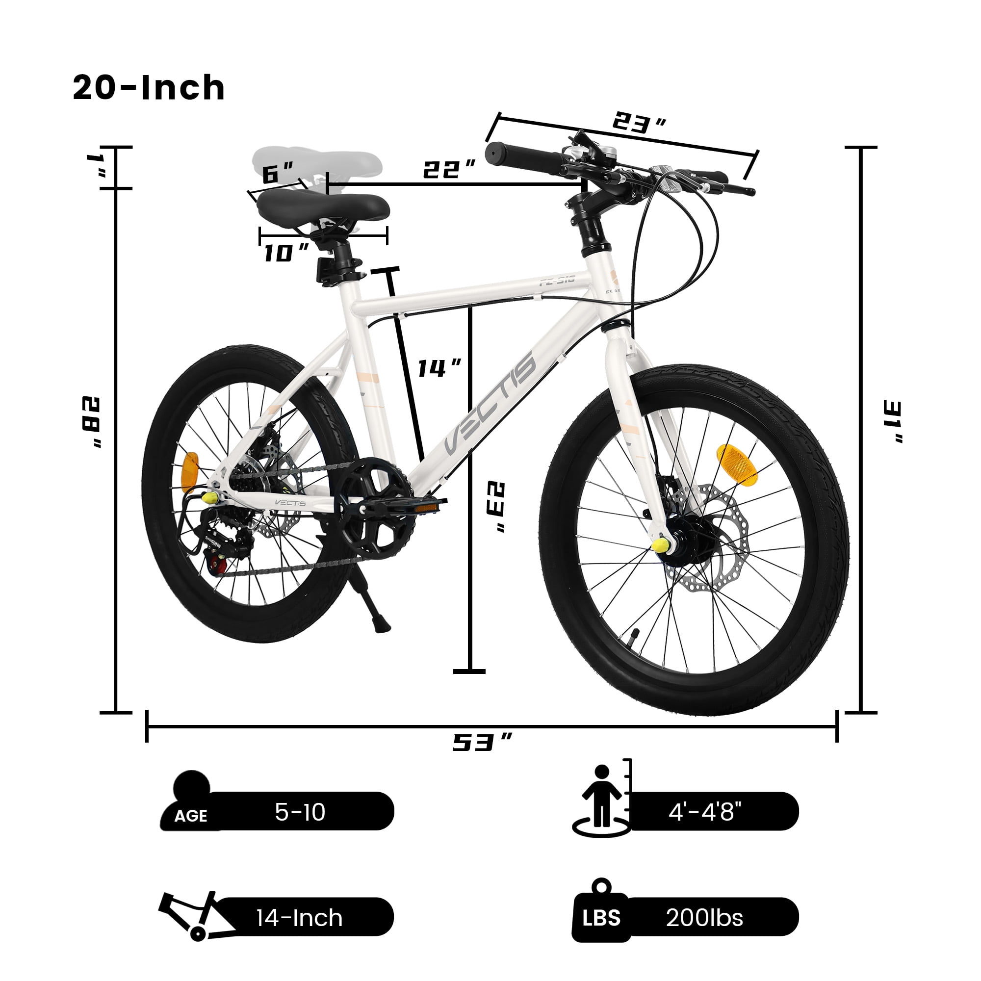 20 Inch Kids Road Bike for Boys Girls Hybrid Bicycle 7-Speed Steel