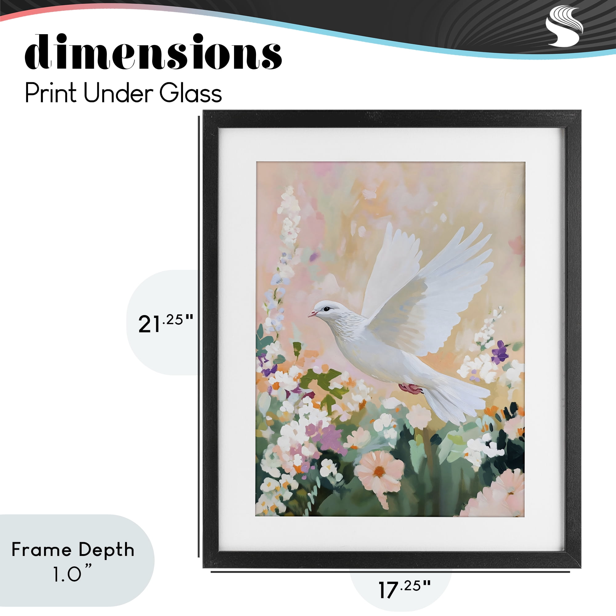 Stupell Industries White Dove Among Spring Blooms Black Framed Print Under Glass, design by The Prints Vibe