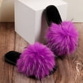 thumbnail image 4 of Wensltd Women Slippers Fluffy Slippers Open Toe Flat House Slippers Slip On Indoor Daily Purple, 4 of 9