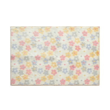 Mainstays 30" x 46" Faux Fur Daisy Print Room Rug For Adults, Multi Color