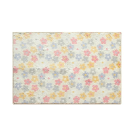 Mainstays 30" x 46" Faux Fur Daisy Print Room Rug For Adults, Multi Color