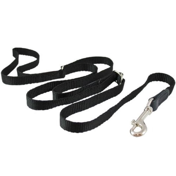 Adjustable Dog Leash 1/2" Wide Nylon 3ft-5ft Length with Leather Enforced Snap Small Black