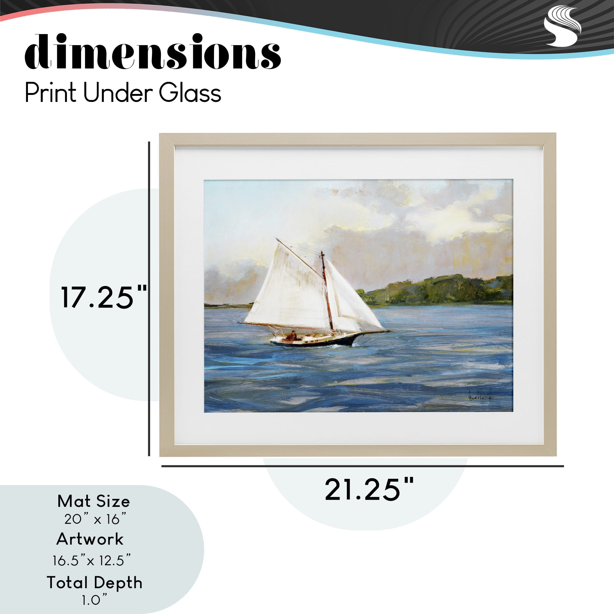 Stupell Industries White Sailboat on Calm Blue Sea Birch Framed Print Under Glass, design by Katie Swatland