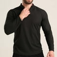 thumbnail image 5 of Stamzod Mens Shirts Summer Solid Color Crewneck Slim Fit Stretch Gym Shirts Activewear Casual Athletic Running Long Sleeve Shirts for Men Black L, 5 of 7
