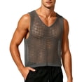 thumbnail image 2 of Gamivast Fishnet Tank Top for Men Sleeveless Mesh Shirt See-Through Muscle Tee Breathable Summer Activewear for Party Clubwear Beach Vacation Gray Free Size, 2 of 5