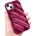 thumbnail image 1 of Funda con ondas rizadas para iPhone 13/iPhone 14 de 6,1 pulgadas, fina, a prueba de golpes, satinada y brillante, color rosa intenso., 1 of 5