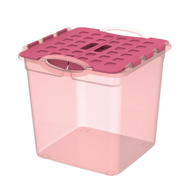 Your Zone Stacking Bin w/ Hinged Lid, Pink