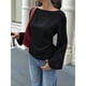 thumbnail image 5 of Camisas de Larga para Mujer, Tops Cortos de Otoño, Cuello , Mangas Acampanadas, Acanalados, con Cordones, Ropa Y2K Negro L, 5 of 8