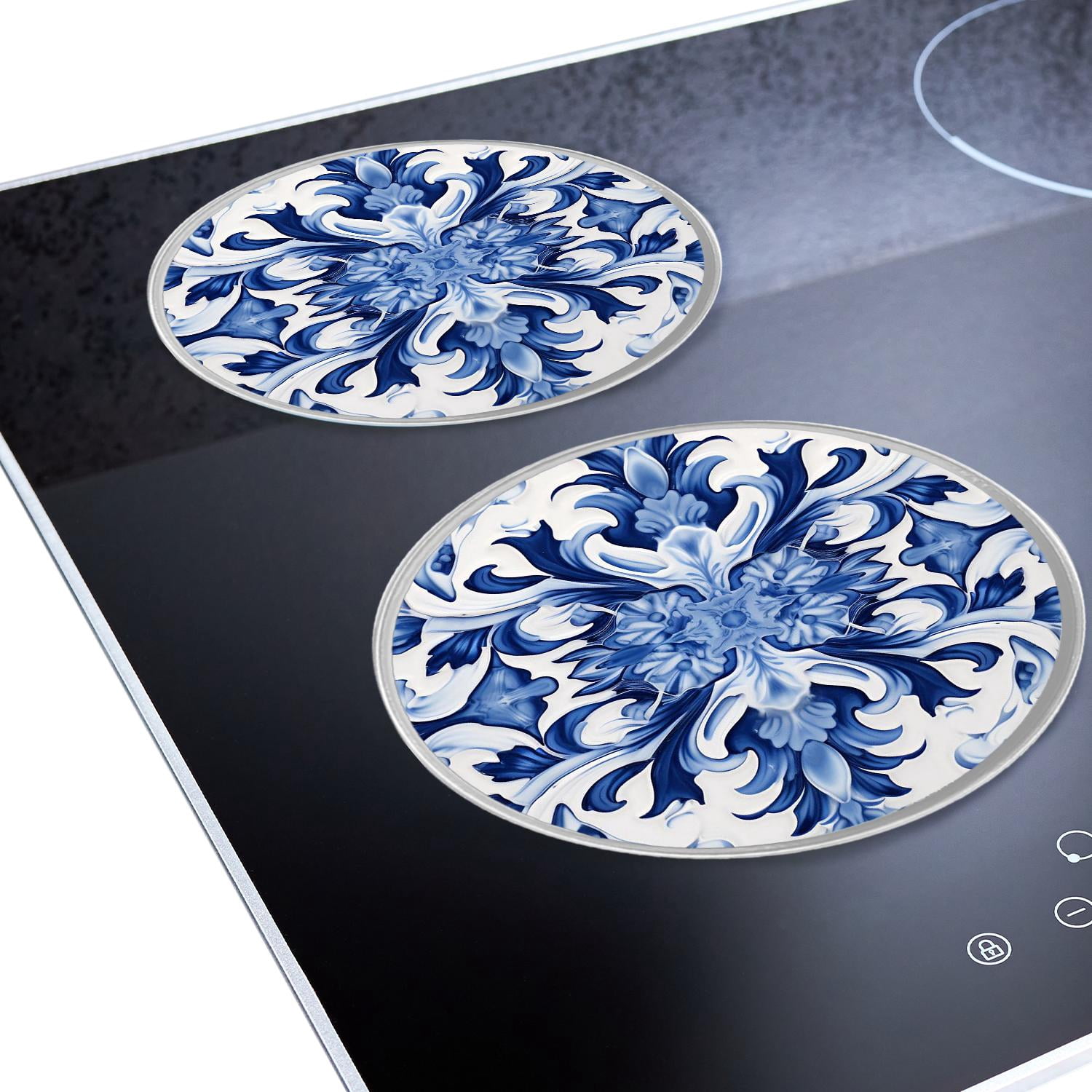 Round Stove Burner Covers 4 Pcs Metal Electric Stove Burner Covers 8Inch And 10Inch ,Original Oil Painting creative pattern