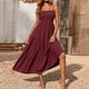 thumbnail image 3 of Vestidos Para Mujer Vestido Maxi Vestido Bohemio Correa Escalonada Playa Larga Sol Sin Mangas Vestido Sólido Odeerbi  ODB171430, 3 of 8