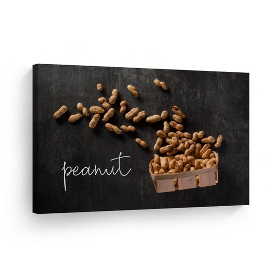 Smile Art Design Peanuts Spilled from Basket Rustic Kitchen Canvas Wall Art Print Restaurant Cafe Dining Room Farmhouse Decor Modern Housewarming Gift 30x40