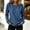 Blue, variant on Women's Crew Neck Washed Long Sleeve Top Loose Fit Vintage Textured Basic Tops for Women Blue S