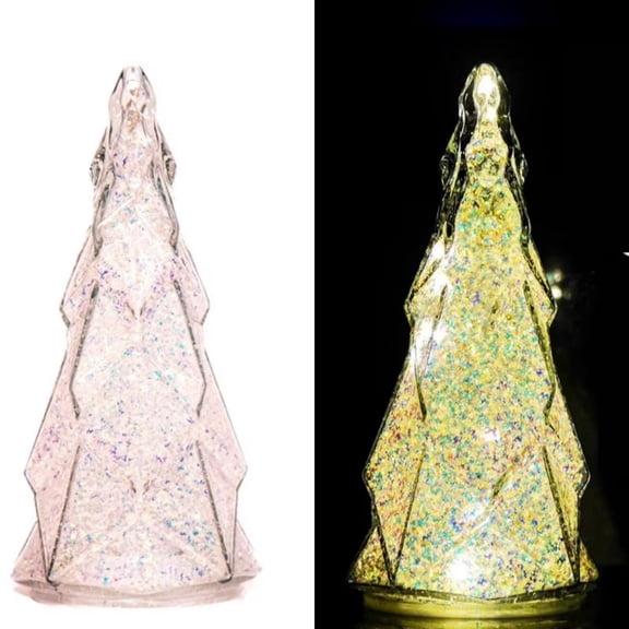 Kanstar Christmas Tree Tabletop Mercury Glass LED Lighted with Timer Battery Powered 8 Inch