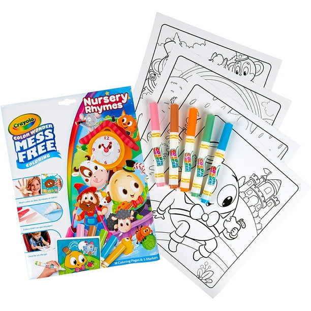 Crayola Color Wonder Nursery Rhymes, Dibujos para colorear y marcadores sin desorden, Regalo para niños, Edad 3, 4, 5, 6