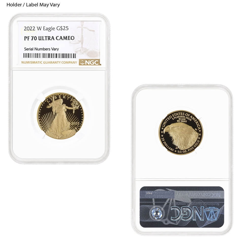 1/2 oz $25 Proof Gold American Eagle NGC/PCGS PF 70 (Random Year)