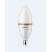 لمبة إضاءة شمعة LED 40 وات B12 من Philips Smart Wi-Fi ، و Dimmable بلون متجمد ، وقاعدة E12 Candelabra ( 1-Pack )
