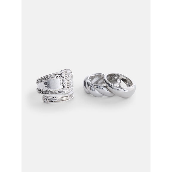 No Boundaries Women’s Etched Flower Rings, 3 Pack