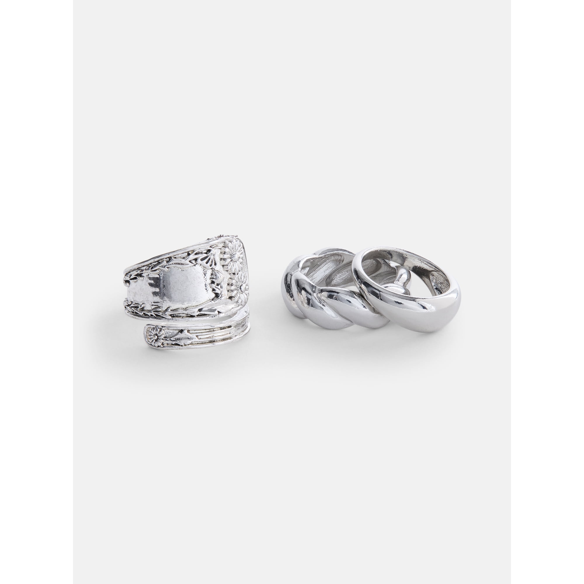 No Boundaries Women’s Etched Flower Rings, 3 Pack