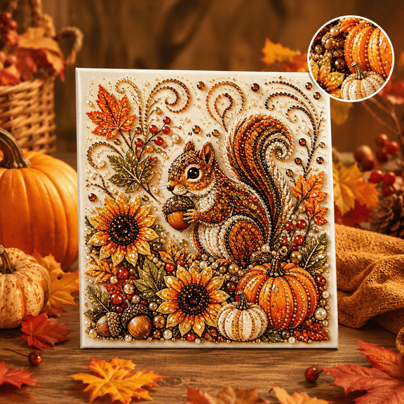 Thanksgiving Pearl Art DIY Kits, Pumpkin Fall Harvest Painting Craft Set for Adults, Autumn Home Decor Gift