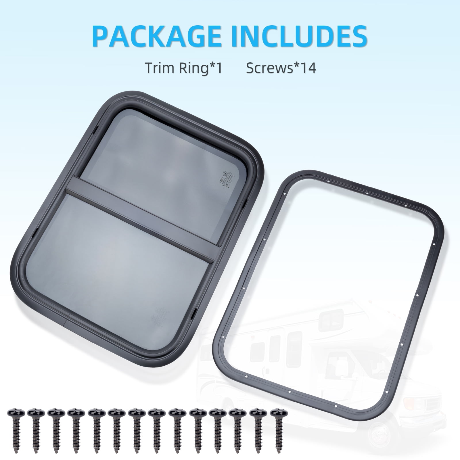 RV Window for Trailer Camper, 24" W x 20" H, Bronze, Passenger's Side, Tempered Glass, Compatible with RV, 0.9375" Thick Walls