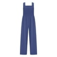 thumbnail image 4 of BLVB Women's Plus Size Jumpsuits Casual Loose Overalls One-Piece Sleeveless Smocked Wide Leg Long Pant Rompers, 4 of 6